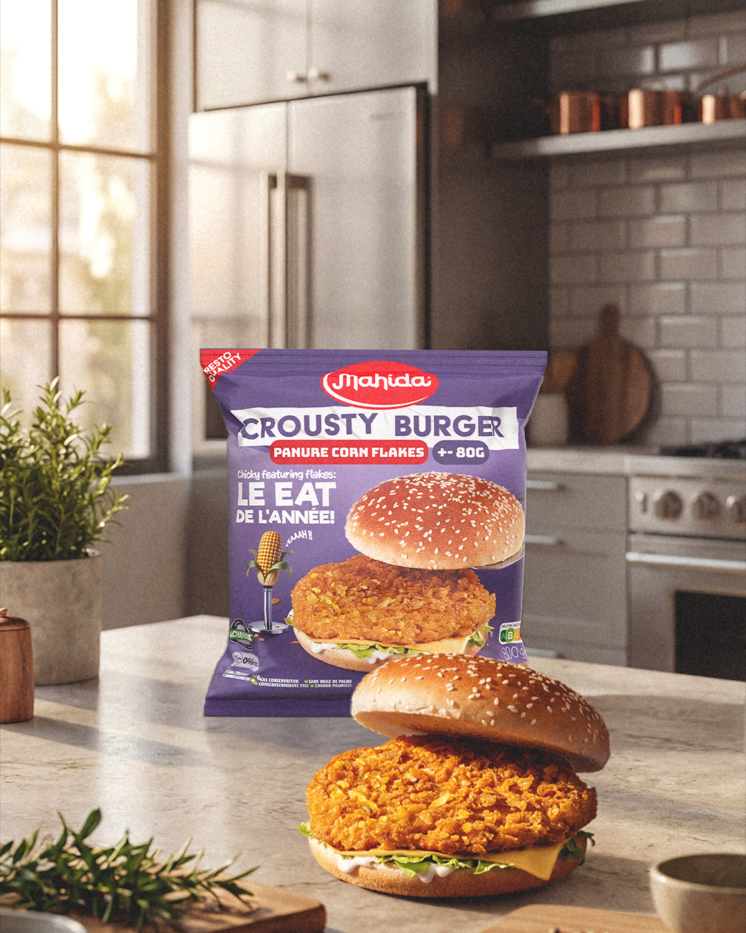 Crousty Burger "panure cornflakes"
